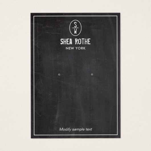 Black Rustic Stamp Monogram Earring Display Card Visitekaartje (Voorkant)