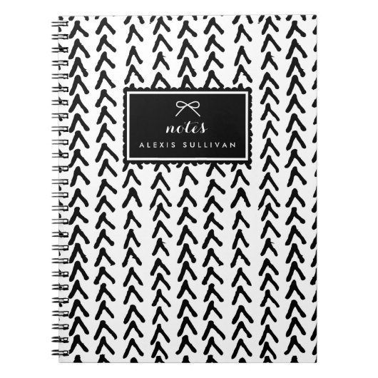 Black Rustic Tribal Pattern Gepersonaliseerd Notit Notitieboek (Voorkant)