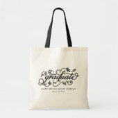 Black Rustic Whimsical Floral Script Afstuderen Tote Bag (Voorkant)