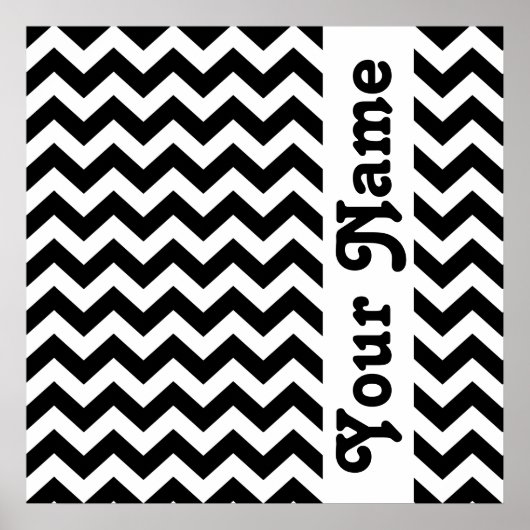 Black Safari Chevron met aangepaste tekst Poster (Voorkant)