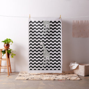 Black Safari Chevron met Pop Art Giraffe L-schaal Stof