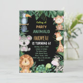 Black Safari Jungle Invitations d'anniversaire (Debout devant)