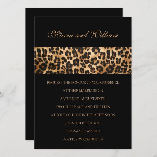 Black Safari Wedding Uitnodiging (Voorkant / Achterkant)