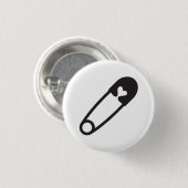 Black Safety Pin Ronde Button 3,2 Cm (Voorkant /achterkant)