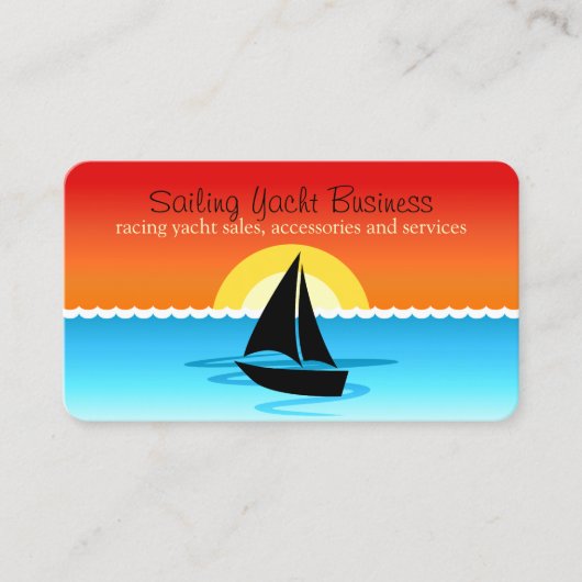Black Sail Yacht Silhouette Zeilen in de zonsonder Visitekaartje (Voorkant)