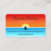 Black Sail Yacht Silhouette Zeilen in de zonsonder Visitekaartje (Achterkant)