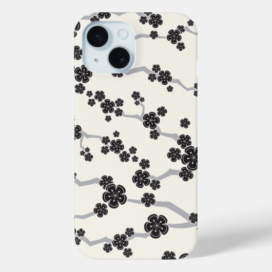 Black Sakura Cherry Blossom Flowers Oriental Zen Case-Mate iPhone Case (Achterkant)