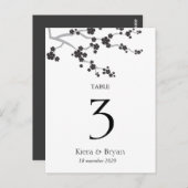 Black Sakura Cherry Blossom Zen Table Number Card Briefkaart (Voorkant / Achterkant)