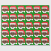 Black santa claus emoji cadeaupapier (Vlak)