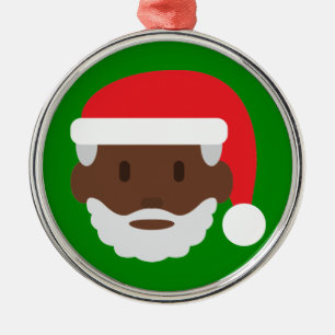 Black santa claus emoji metalen ornament