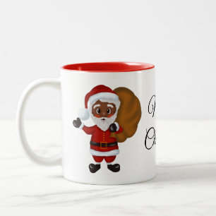 Black Santa Claus Merry-Mok voor kerstmis Tweekleurige Koffiemok