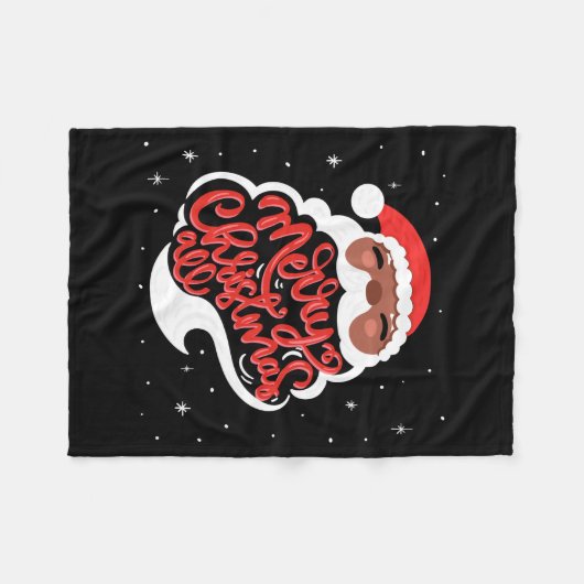 Black Santa Merry Christmas All Toddler T Shirt Fleece Deken (Voorkant (Horizontaal))