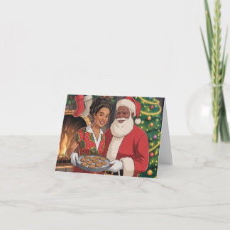 Black Santa & Mrs. Claus Christmas Card  Feestdagen Kaart