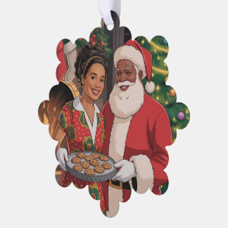 Black Santa & Mrs. Claus Ornament Card  Kaart
