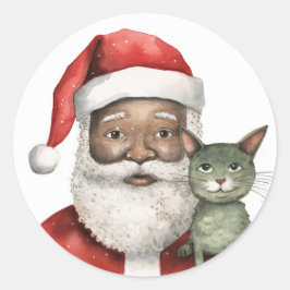 Black Santa's Merry Gifts Ronde Sticker