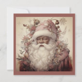 Black Santa's Rococo Look - Roze Bloemen Touch Feestdagenkaart (Voorkant)
