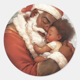 Black Santa's Tender Joy Ronde Sticker