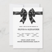 Black Satin Bow Wedding Invitation | Elegant Ribbo (Devant)