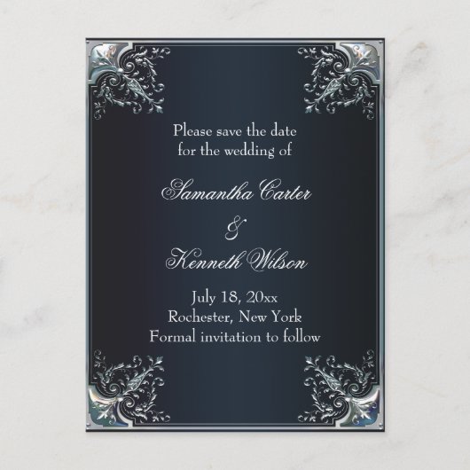Black Satin Cravate Noir Invitations de mariage (Devant)