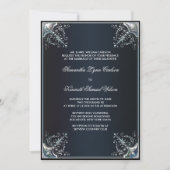 Black Satin Cravate Noir Invitations de mariage (Devant)