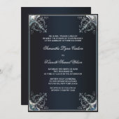 Black Satin Cravate Noir Invitations de mariage (Devant / Derrière)