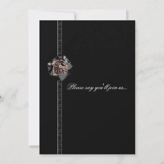 Black Satin Peony Gothique Invitation d'anniversai (Devant)