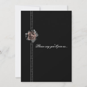 Black Satin Peony Gothique Invitation d'anniversai
