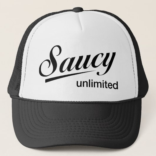 Black Saucy Unlimited logo Trucker Pet (Voorkant)