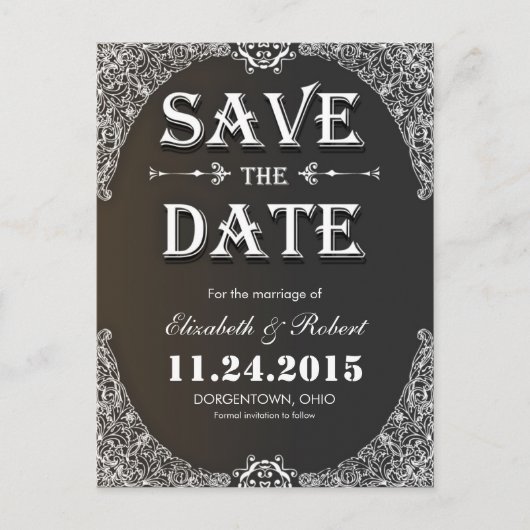 Black  Save the Date briefkaart (Voorkant)