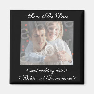 Black Save the Date Photo Magnet Magneet