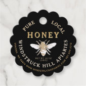 Black Scallop Creamed Honey Label met Honeybee (Voorkant)