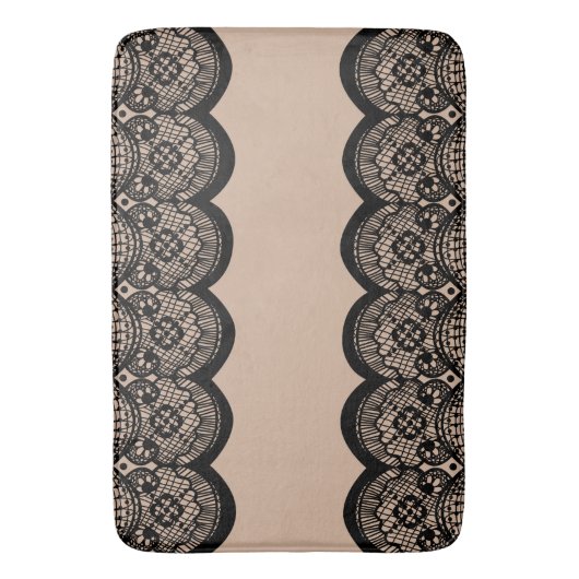 Black Scalloped Lace Custom Bath Mat (Voorkant Verticaal)