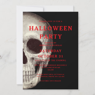 Black Scary Skull Uitnodiging voor volwassen Hallo