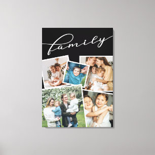 Black Scattered Foto's Foto Collage Familie Canvas Afdruk