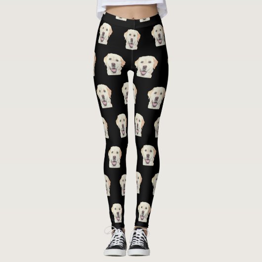 Black Schattig Yellow Labrador Retriever Leggings (Voorkant)