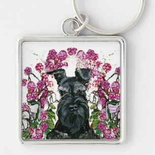 Black Schnauzer Bouquet Sleutelhanger