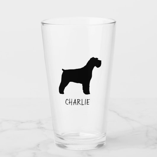 Black Schnauzer Dog Silhouette Persoonlijk Glas (Voorkant)