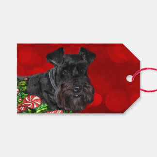 Black Schnauzer Kerstmis Cadeaulabel