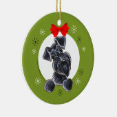 Black Schnauzer Natural Ears-kerst Keramisch Ornament (Rechts)