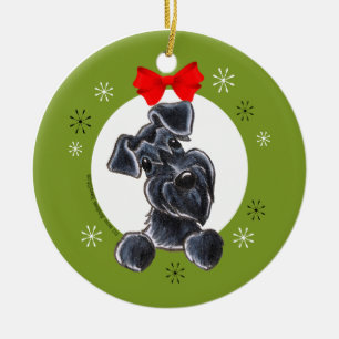 Black Schnauzer Natural Ears-kerst Keramisch Ornament