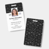 Black School Icons Homeschool Educator ID Badge (Avant & arrière)