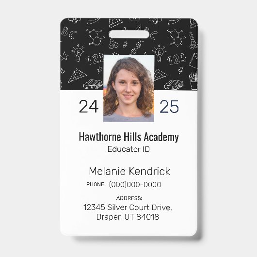 Black School Icons Homeschool Educator ID Badge (Avant)