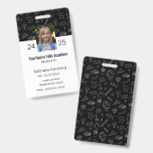 Black School Icons Homeschool Student ID Badge (Front & Back)