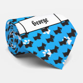 Black Scottie Dog Monogram Stropdas (Opgerold)