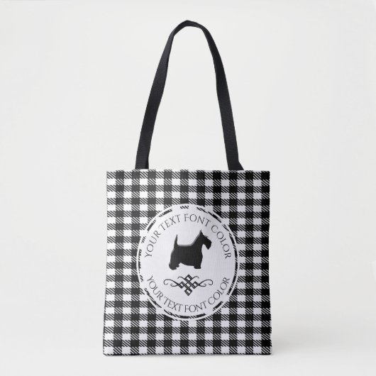 Black Scottie Flourish Buffalo Pattern Tote Bag (Voorkant)