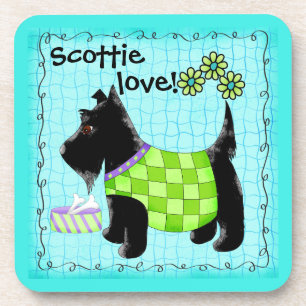 Black Scottie Terrier Dog Love Personated Green Drankjes Onderzetter