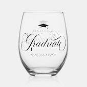 Black Script Afstuderen naam Afstuderen Wijnglas Zonder Voet (Achterkant)