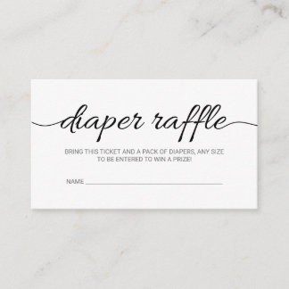 Black Script Baby shower Diaper Raffle Ticket