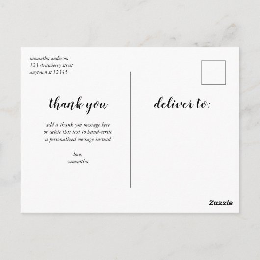 Black Script Bedankt Afstuderen Briefkaart (Achterkant)