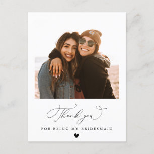 Black Script Bridesmaid bedankkaart Briefkaart
